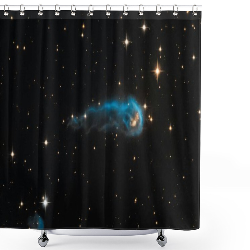 Personality  A Stunning View Of A Cosmic Nebula With Bright Blue Hues And Distant Stars. Shower Curtains