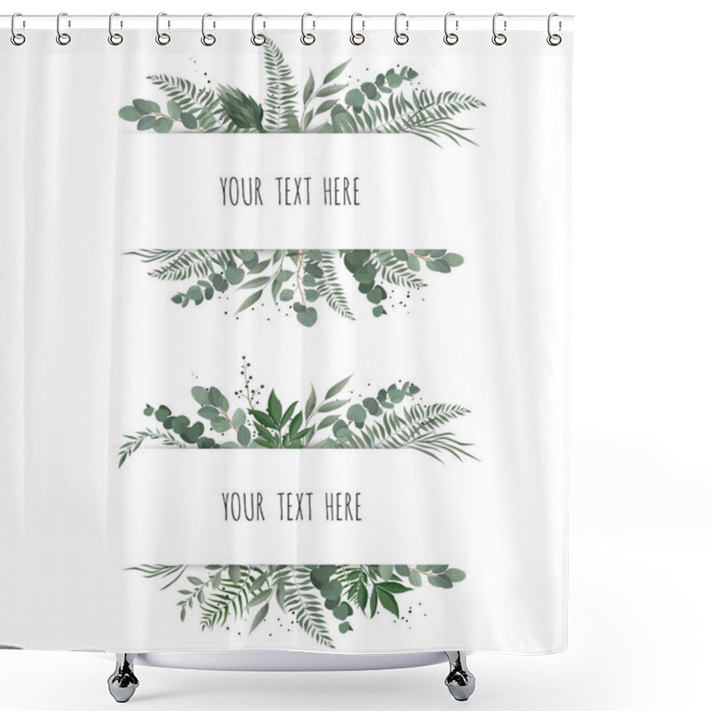 Personality  Horisontal Botanical Design Banner. Pink Rose, Eucalyptus, Succulents, Flowers, Greenery. Natural Spring Card Or Frame. Shower Curtains