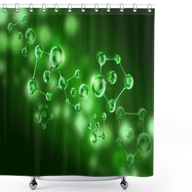 Personality  Green Molecule Dna Cell Illustration Shower Curtains