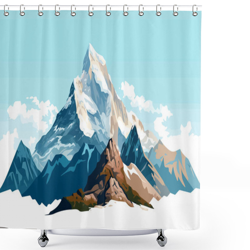 Personality  Himalayas Vector Flat Minimalistic Isolated Vector Style Illustration Shower Curtains