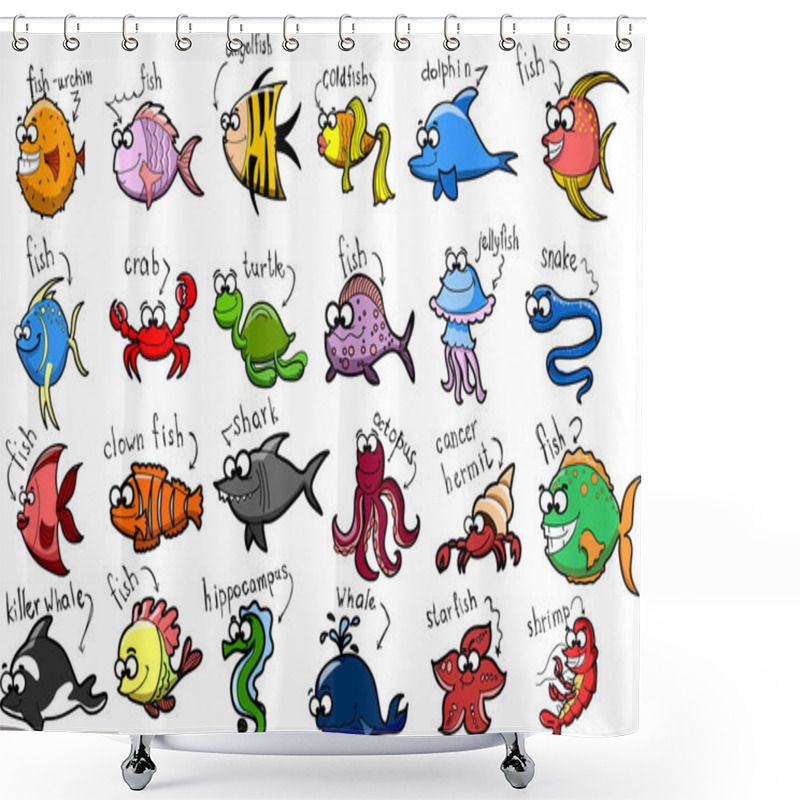 Personality  Big Set Of Cartoon Animals Shower Curtains