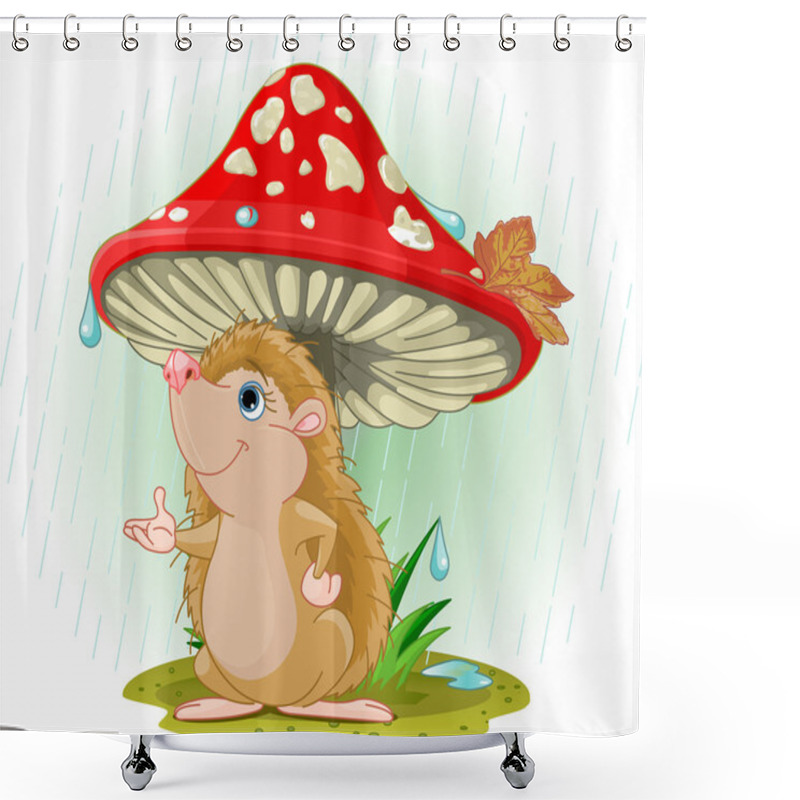 Personality  Hedgehog Under Mushroom Shower Curtains