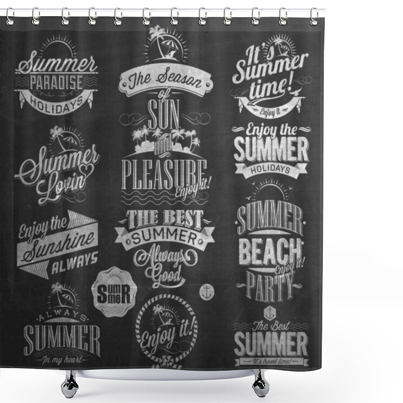 Personality  Summer Calligraphic Elements On Chalkboard. Shower Curtains