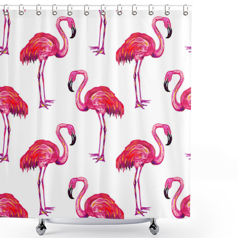 Personality  Exotic Pink Flamingo Birds  Shower Curtains