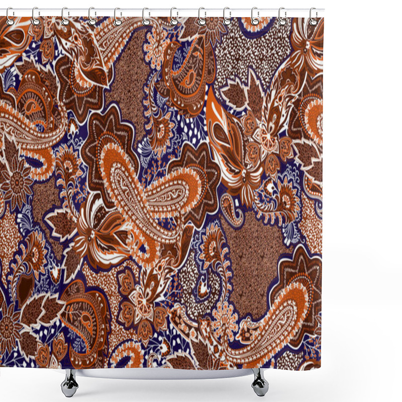 Personality  Fashion Print For Clothes. Seamless Ethnic Paisley Pattern. Shower Curtains