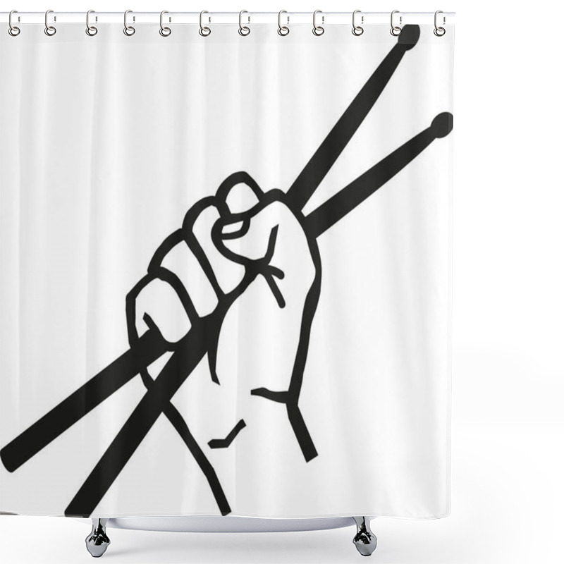 Personality  Hand With Drum Sticks Shower Curtains