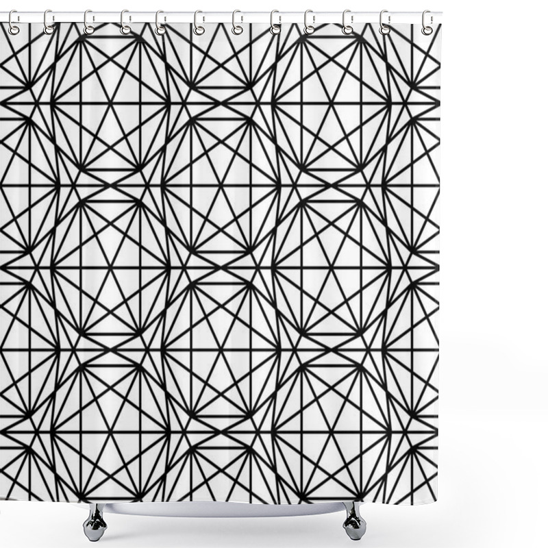 Personality  Vector Modern Seamless  Sacred Geometry Pattern Grid, Black And White Abstract Geometric Background, Pillow Print, Monochrome Retro Texture, Hipster Fashion Design Shower Curtains