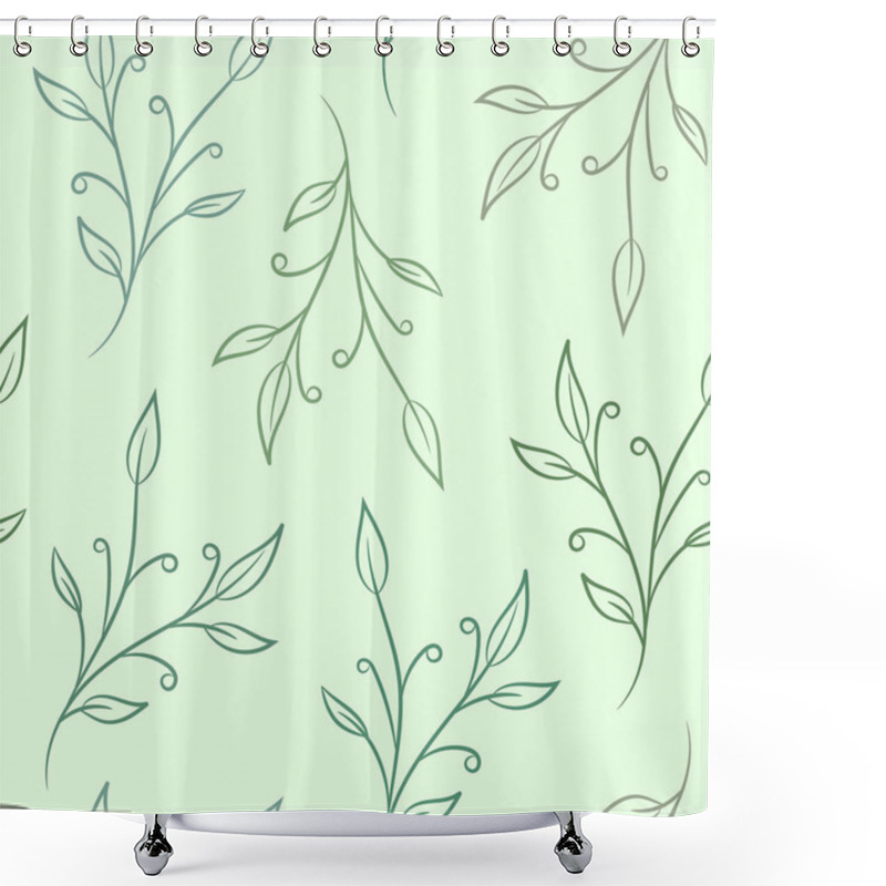 Personality  Green Leaves Seamless Repeat Pattern, Vector Background Shower Curtains