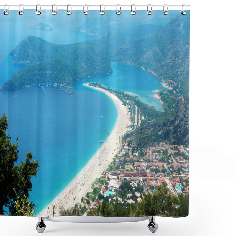 Personality  Panorama Of Blue Lagoon And Beach Oludeniz Turkey Shower Curtains