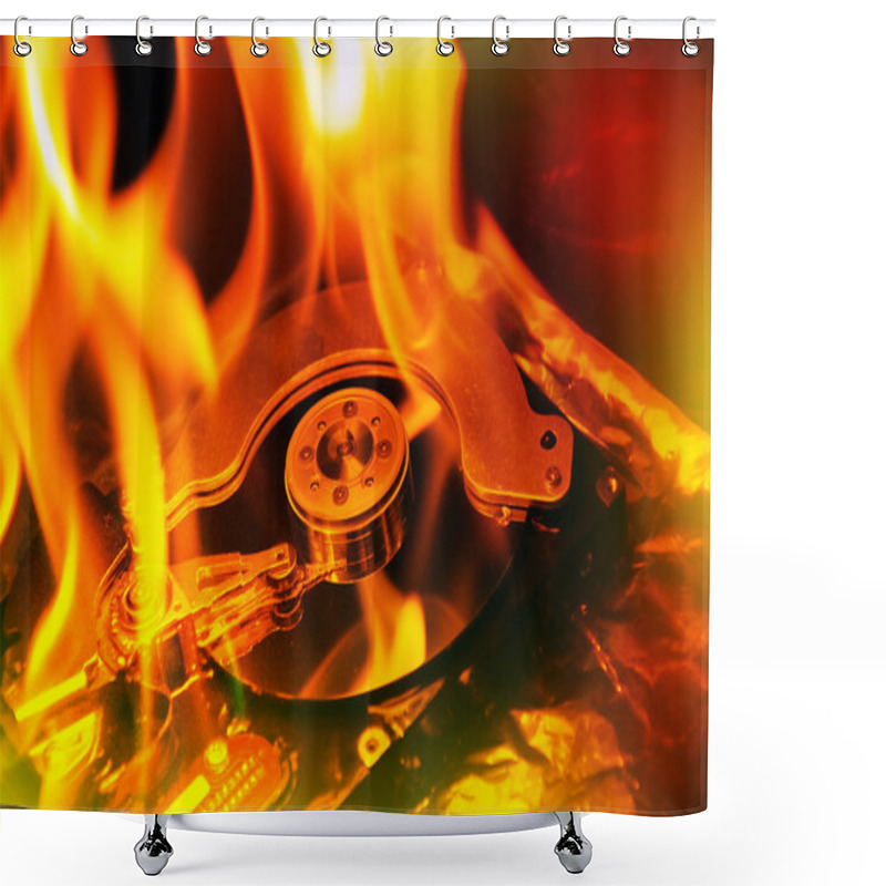 Personality  Computer Hard Disk Burning Shower Curtains