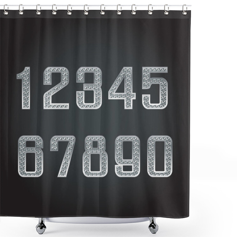 Personality  Vector Silver Numbers With Diamond Shower Curtains