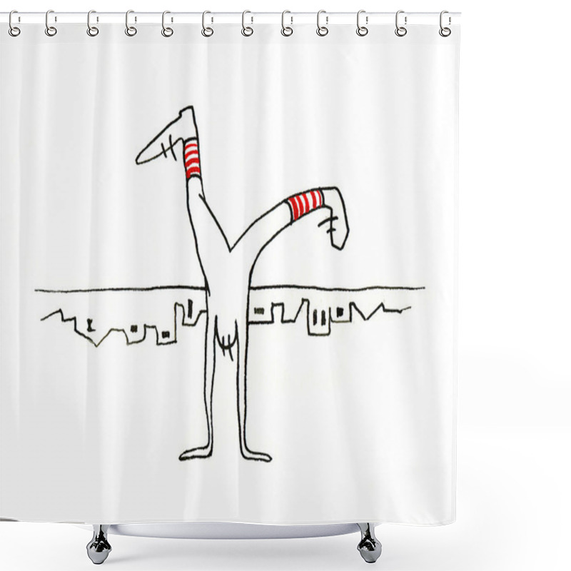 Personality  Man Upside Down Shower Curtains