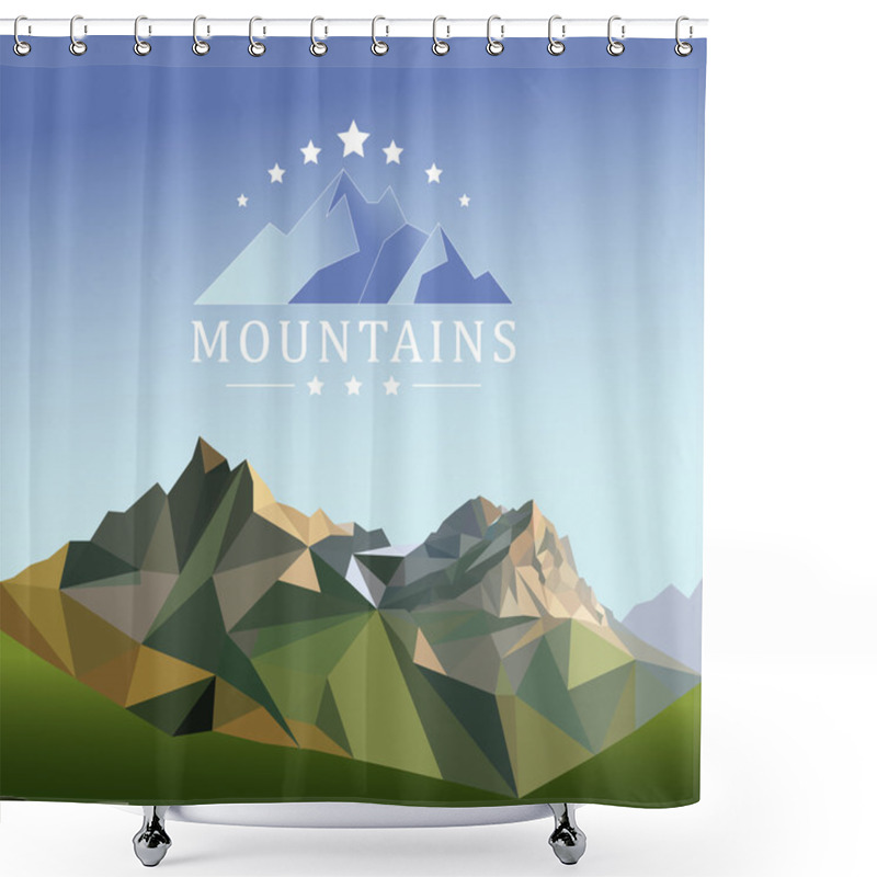 Personality  Mountain Low-poly Style Illustration, , Flat Design Modern Vector Illustration Shower Curtains