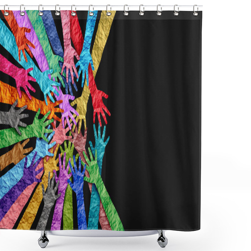 Personality  Inclusion And Membership And Belonging Concept As  A Symbol Of Acceptance And Integration With Diversity And Support Of Different Cultures As Diverse Races And Unity Symbol Holding Hands Together. Shower Curtains