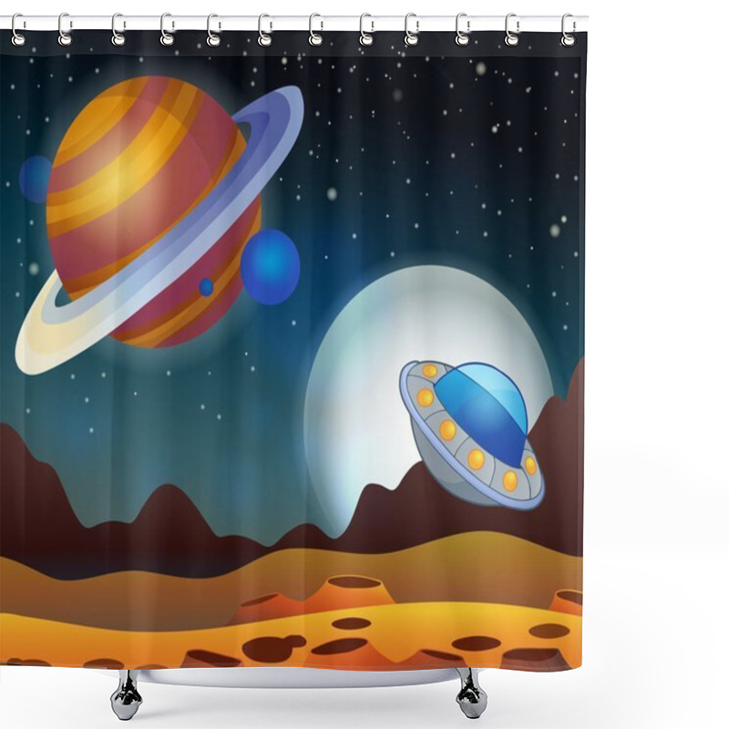 Personality  Image With Space Theme 2 Shower Curtains