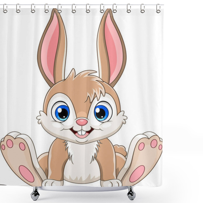 Personality  Cartoon Cute Baby Rabbit Sitting Shower Curtains