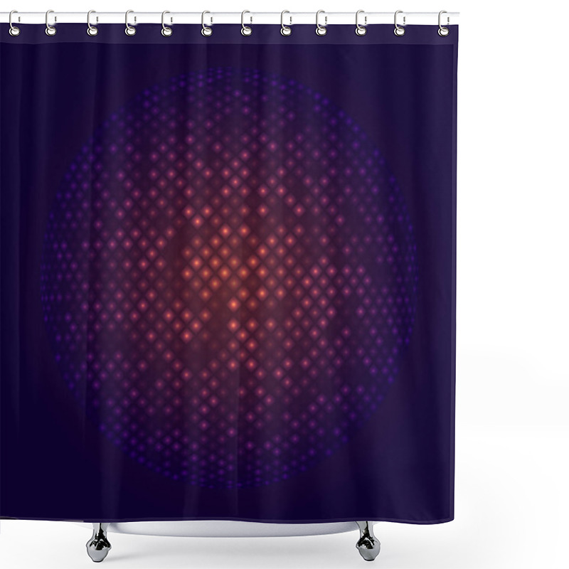 Personality  Disco Party Abstract Sphere Ball On Seamless Background Trendy Style Transparent Glow Neon Light Effect Vector Illustration Shower Curtains