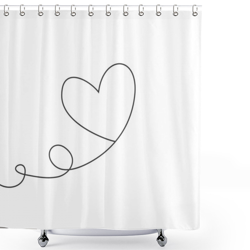 Personality  Heart Shaped Balloon In Continuous Drawing Lines In A Flat Style In Continuous Drawing Lines. Continuous Black Line. The Work Of Flat Design. Symbol Of Love And Tenderness Shower Curtains