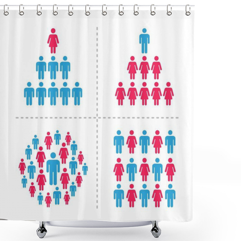 Personality  Crowd Of Men And Women Icon Set,infographic,vector And Illustration Shower Curtains