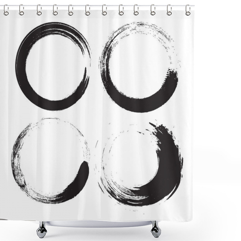 Personality  Grunge Black Circles Shower Curtains