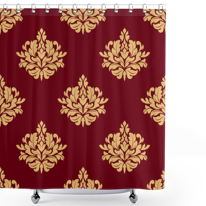 Personality  Pretty Maroon Damask Style Floral Design Shower Curtains