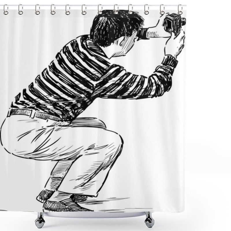 Personality  Sightseer Takes Picture Shower Curtains