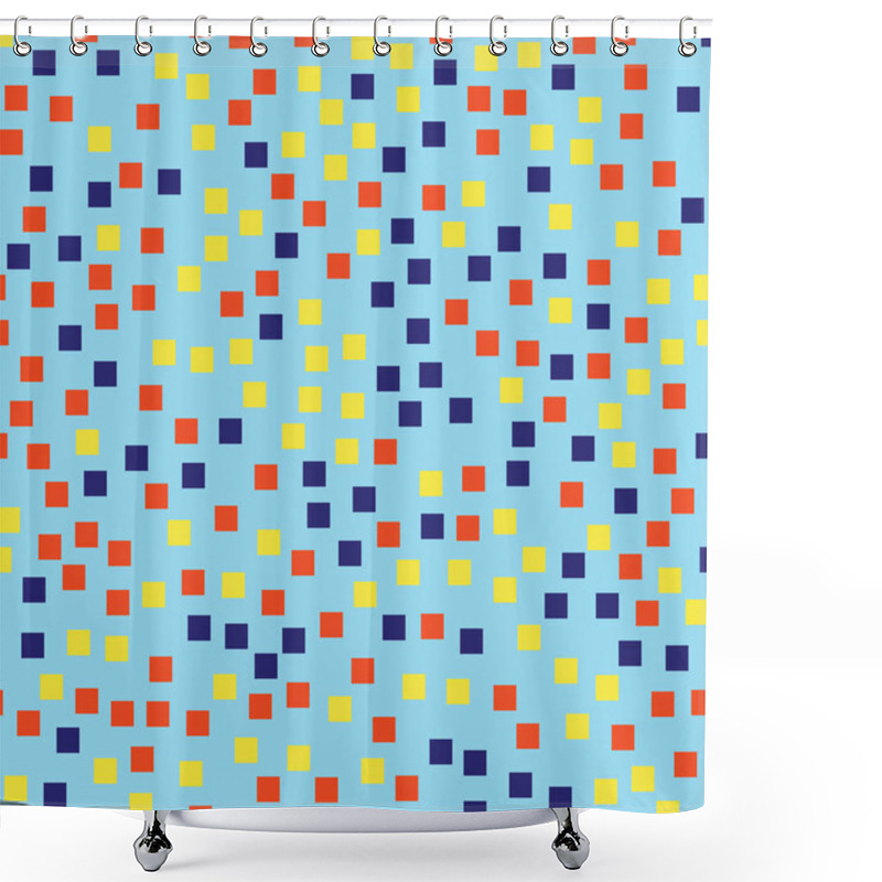 Personality  Abstract Squares Pattern Light Blue Geometric Background Impressive Random Squares Geometric Shower Curtains