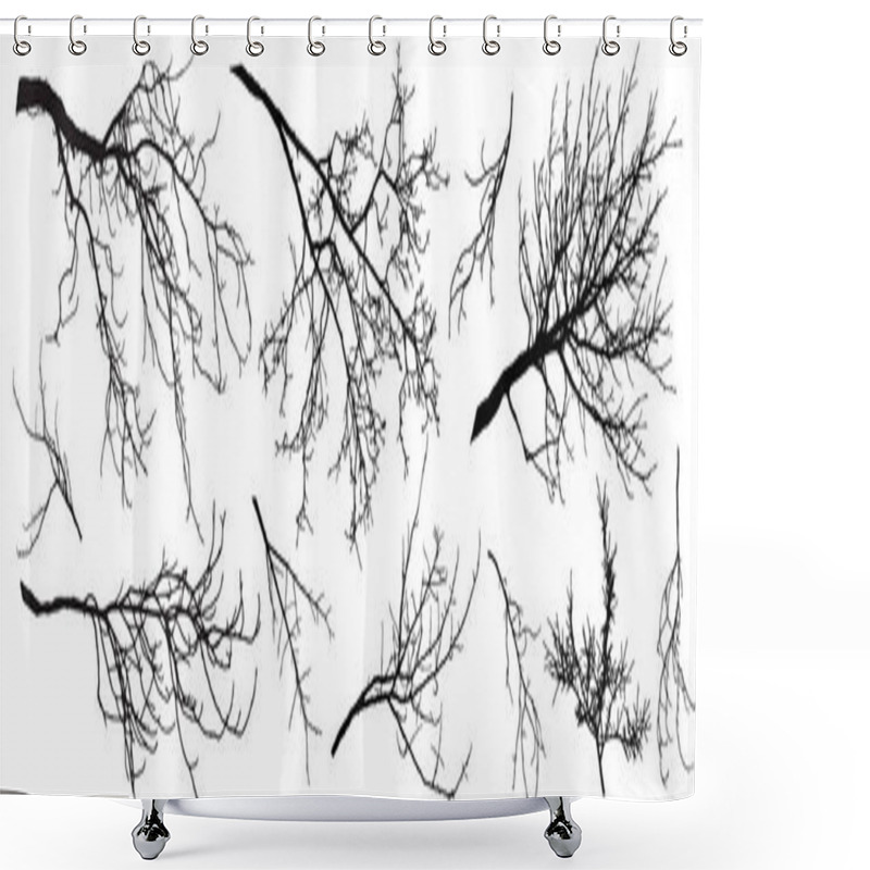 Personality  Autumn Branches Of Trees, Silhouettes Of Bare Branches. Vector Illustration. Shower Curtains