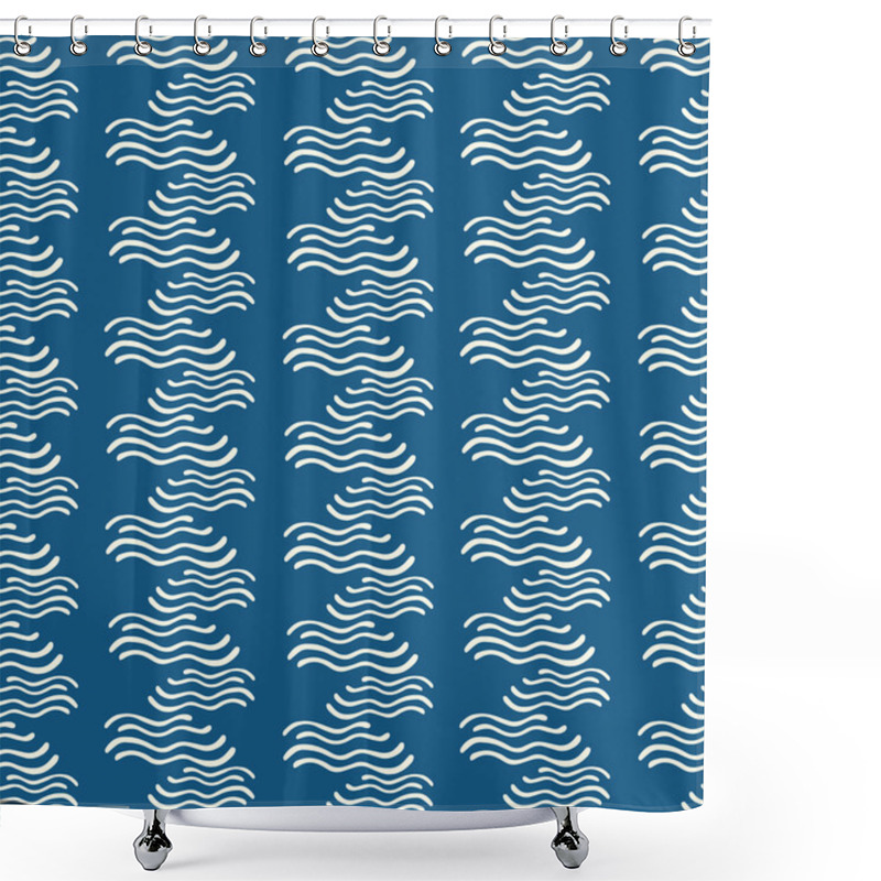 Personality  Seamless Pattern With Hand Drawn Decorative Wavy Ornament. Abstr Shower Curtains