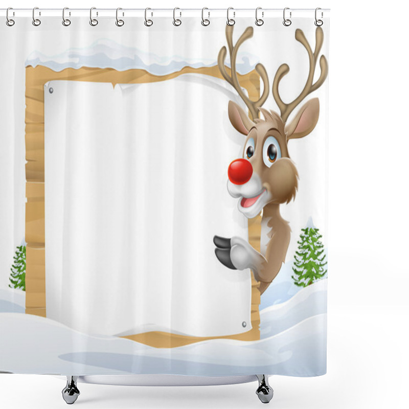 Personality  Christmas Reindeer Sign Shower Curtains