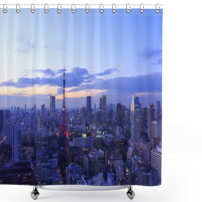 Personality  The City Of Tokyo And Tokyo Tower Olympic Illumination Shower Curtains