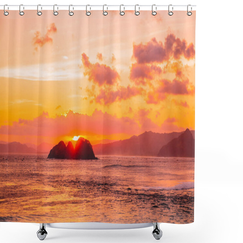 Personality  Photo Of Beautiful Rocky Mountains At Sunset Time Shower Curtains