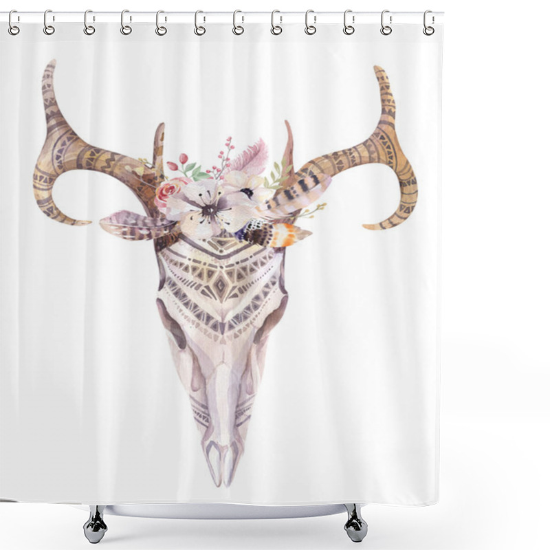 Personality  Bohemian Deer Skull.  Shower Curtains