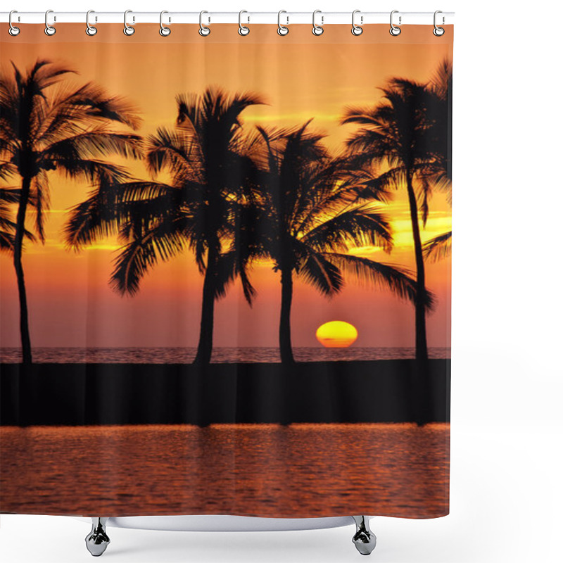 Personality  Hawaiian Palm Tree Sunset Shower Curtains