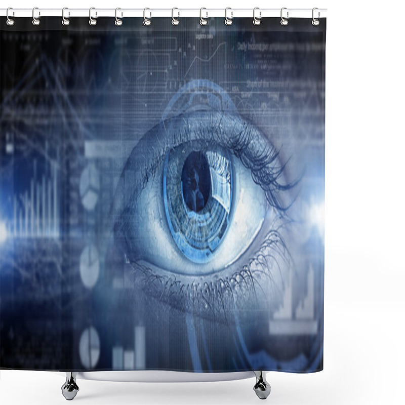 Personality  Eye Scanning. Concept Image. Concept Image Shower Curtains