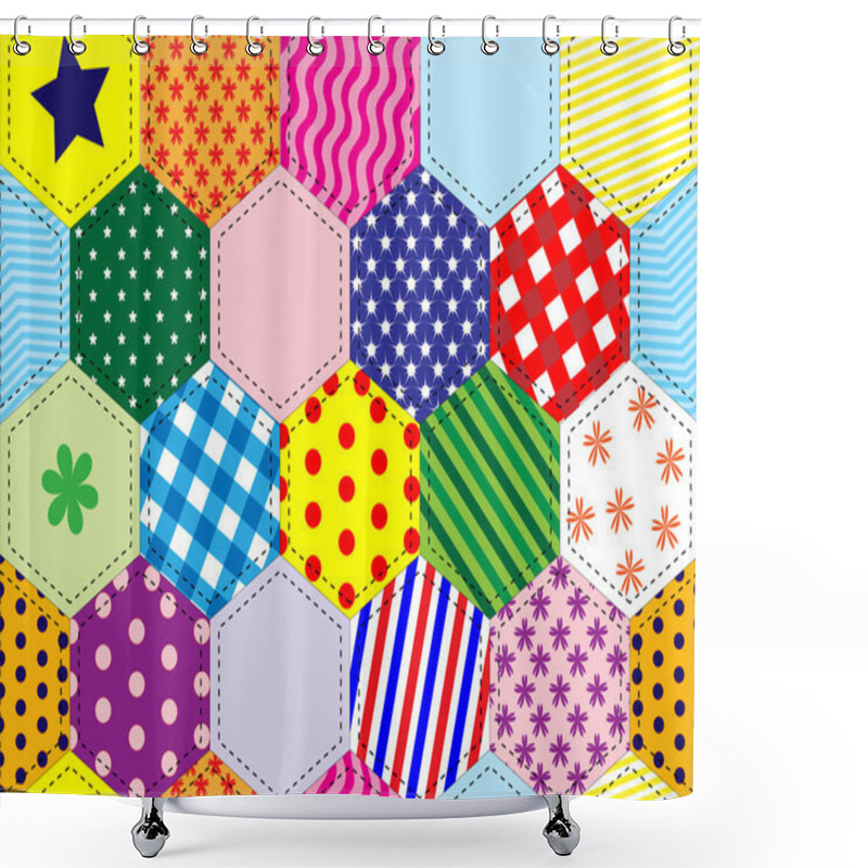 Personality  Patchwork Quilt Shower Curtains