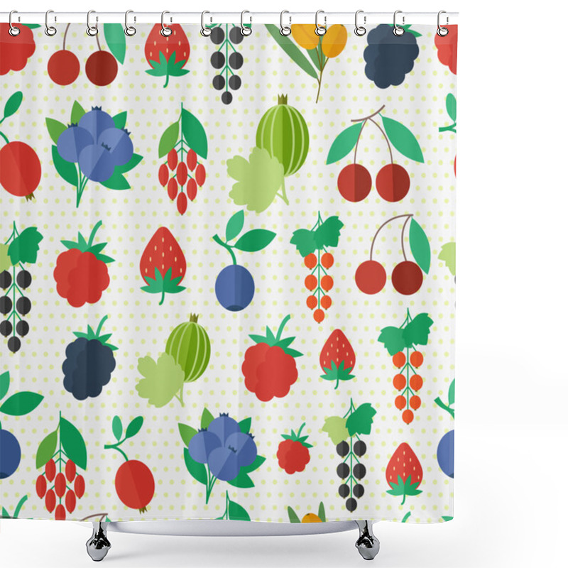 Personality  Seamless Pattern With Fruits And Berries. Vector Background Shower Curtains