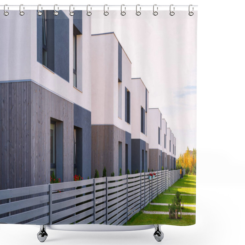 Personality  Apartment House Residential Buildings Complex With Gate Shower Curtains