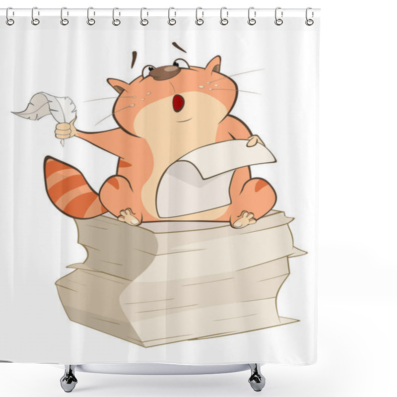 Personality  Cute Cartoon Cat Shower Curtains