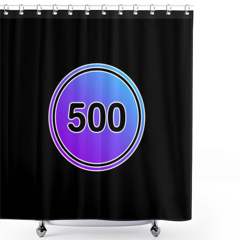 Personality  500 In A Black Circle With An Outline Blue Gradient Vector Icon Shower Curtains