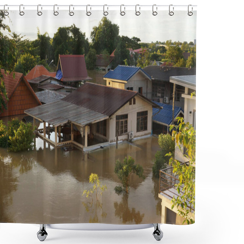 Personality  Flooded Houses Caused By Heavy Rain                                 Shower Curtains