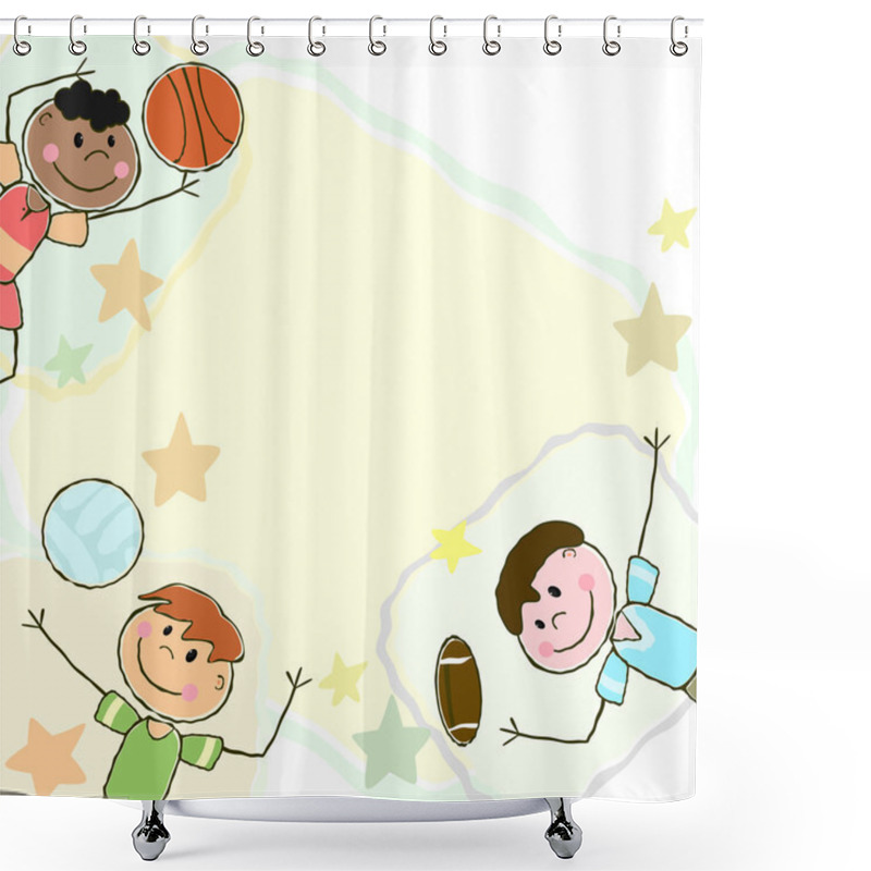 Personality  Doodle Boys And Balls Shower Curtains