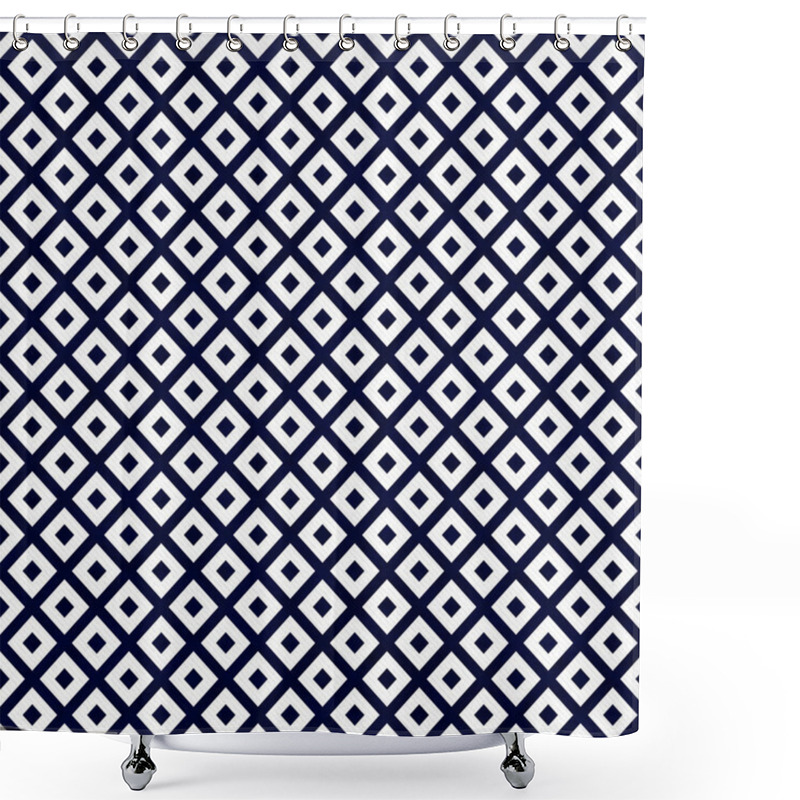 Personality  Navy Blue And White Diagonal Squares Tiles Pattern Repeat Backgr Shower Curtains