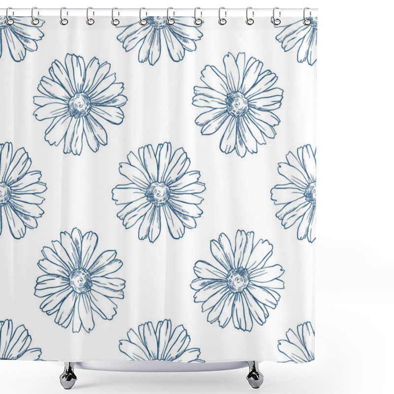 Personality  Seamless Pattern With Chamomile On White Background Shower Curtains