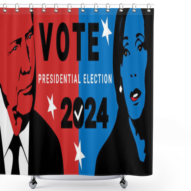 Personality  Character Illustration Of Kamala Harris Facing Off Against Donald Trump. Shower Curtains