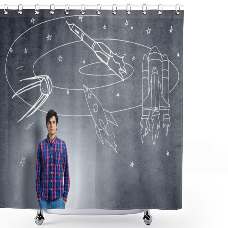 Personality  Dreaming To Explore Space Shower Curtains