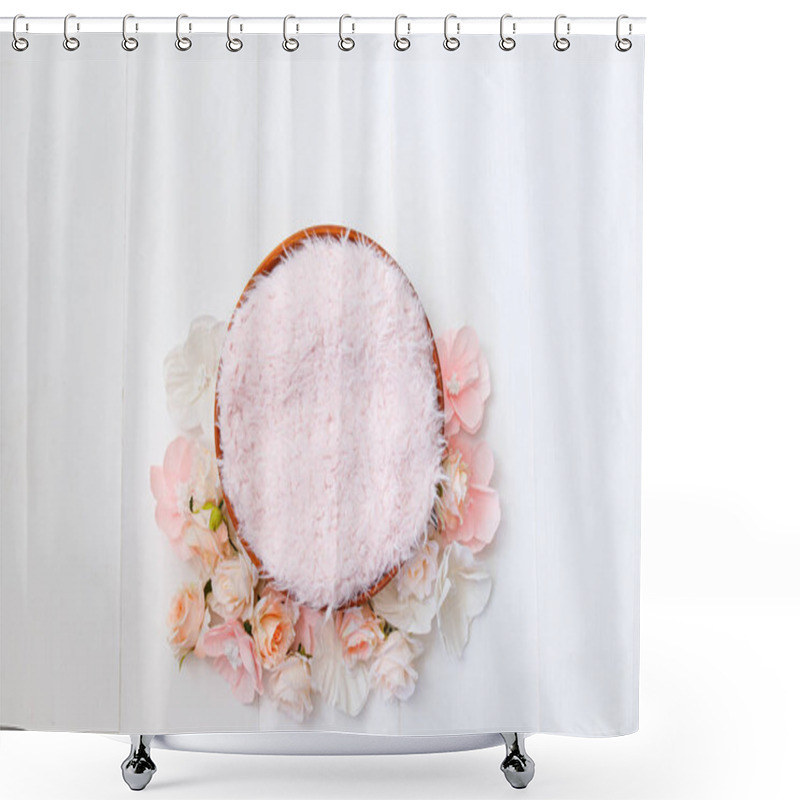 Personality  Digital Newborn Composite Background With Flowers. Photography Floral Props. Shower Curtains