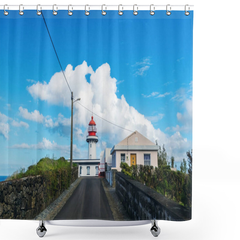 Personality  Farol Da Ponta Do Topo Lighthouse Distant View In Sao Jorge Azores Portugal Shower Curtains