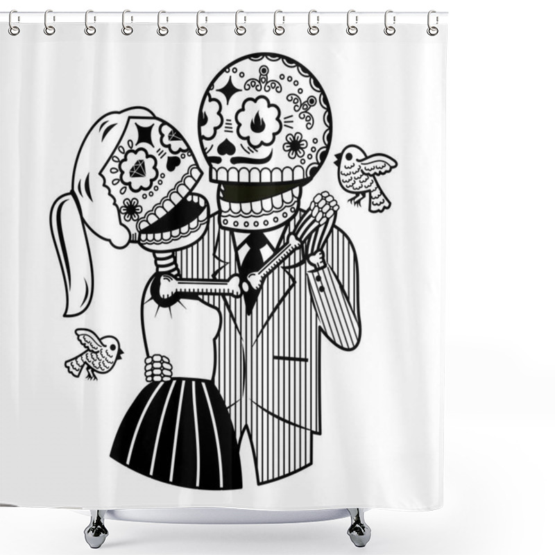 Personality  Vector Illustration Of Skeletons Shower Curtains