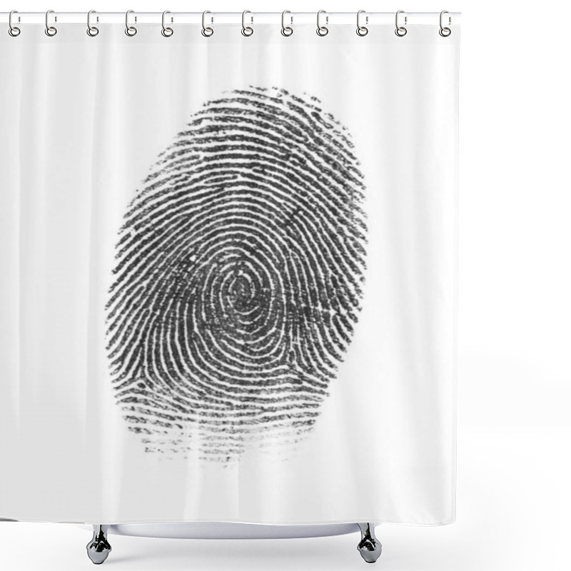 Personality  Black Fingerprint Made With Ink On White Background Shower Curtains